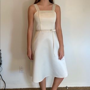 Mid length off white dress